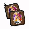 Lady with her Chihuahua Pot Holder Set of 2 Heat Resistant Quilted Hot Pads 7.5 x 7.5 Inch, Insulated Kitchen Trivets for Cooking & Baking