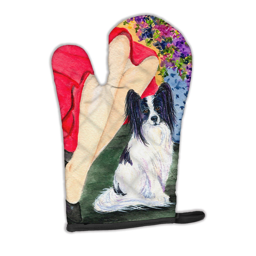 Lady with her Papillon Oven Mitt Heat Resistant Thick Oven Mitt for Hot Pans and Oven, Kitchen Mitt Protect Hands, Cooking Baking Glove