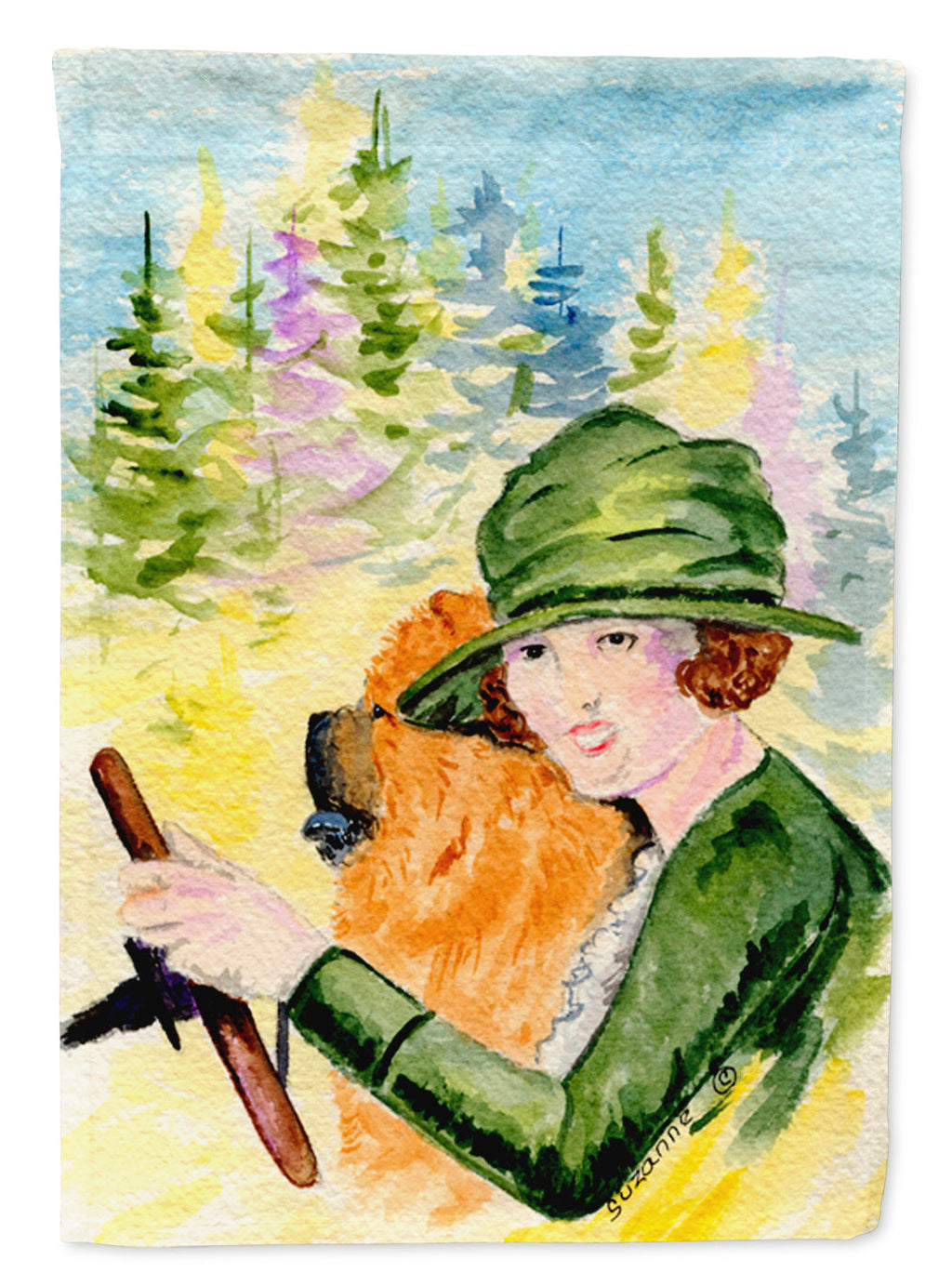 Lady driving with her Chow Chow House Flag 28x40 Porch Sleeve Pole Decorative Outside Yard Banner Artwork Wall Hanging, Polyester