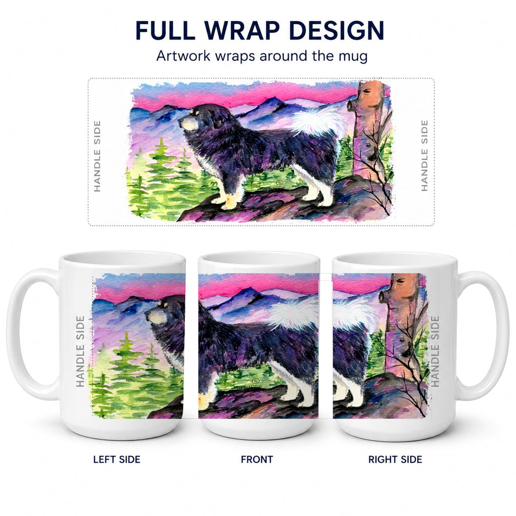 Tibetan Mastiff Ceramic Coffee Mug 15 oz Decorative Large C Handle Mug Cup for Tea, Cocoa Hot Chocolate