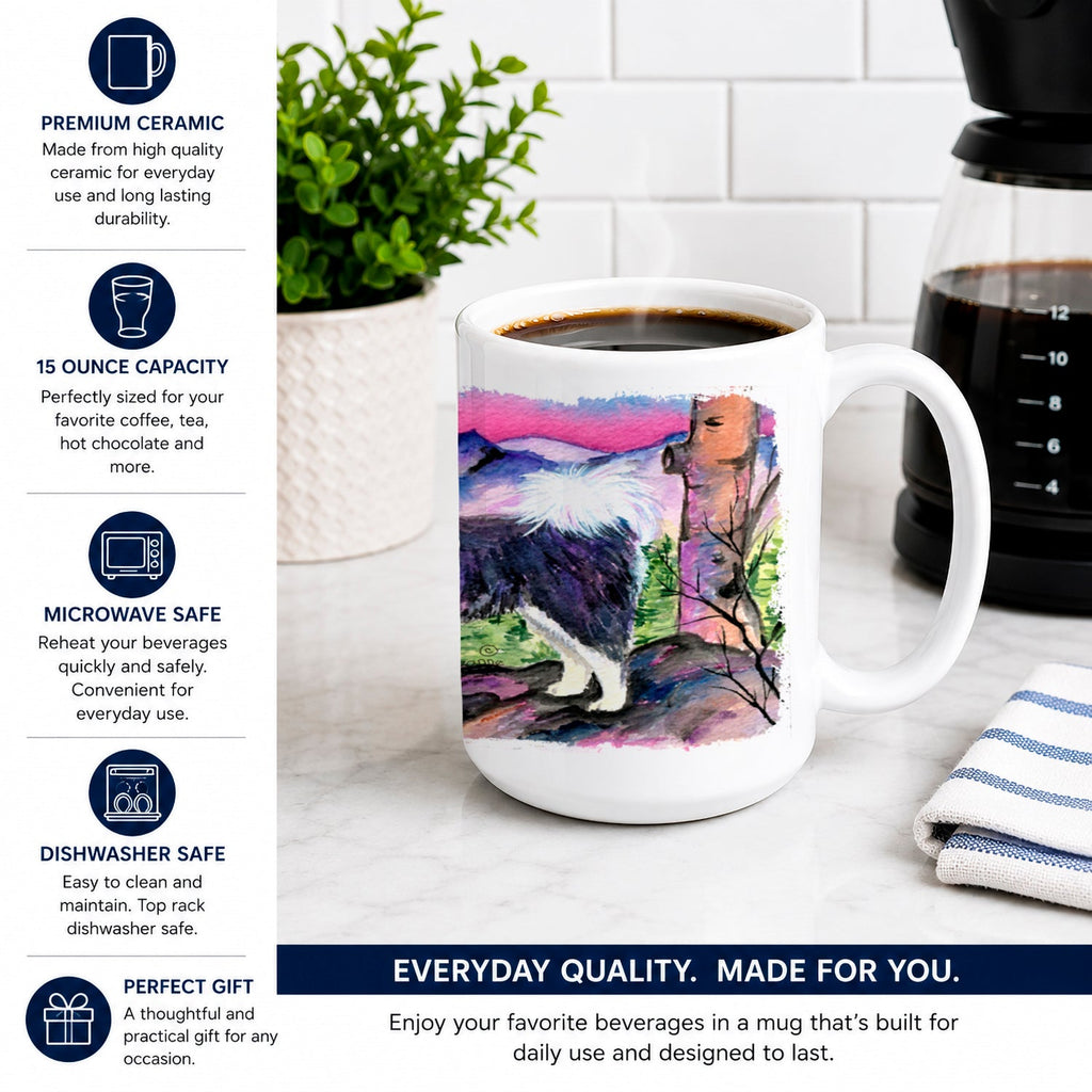 Tibetan Mastiff Ceramic Coffee Mug 15 oz Decorative Large C Handle Mug Cup for Tea, Cocoa Hot Chocolate