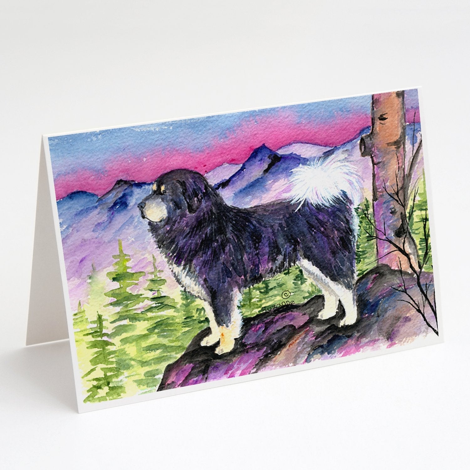 Tibetan Mastiff Greeting Cards Pack of 8 Blank Cards with Envelopes Whimsical A7 Size 5x7