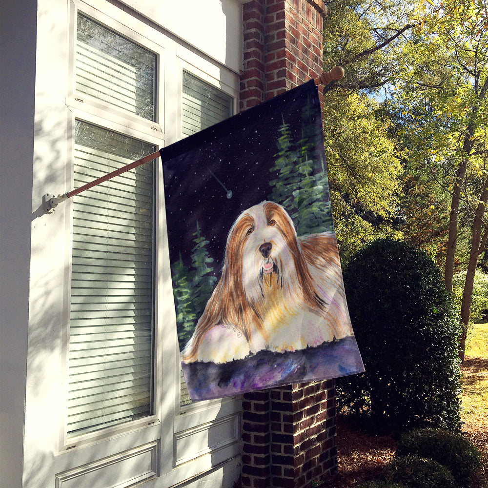 Starry Night Bearded Collie House Flag 28x40 Porch Sleeve Pole Decorative Outside Yard Banner Artwork Wall Hanging, Polyester