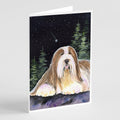 Starry Night Bearded Collie Greeting Cards Pack of 8 Blank Cards with Envelopes Whimsical A7 Size 5x7