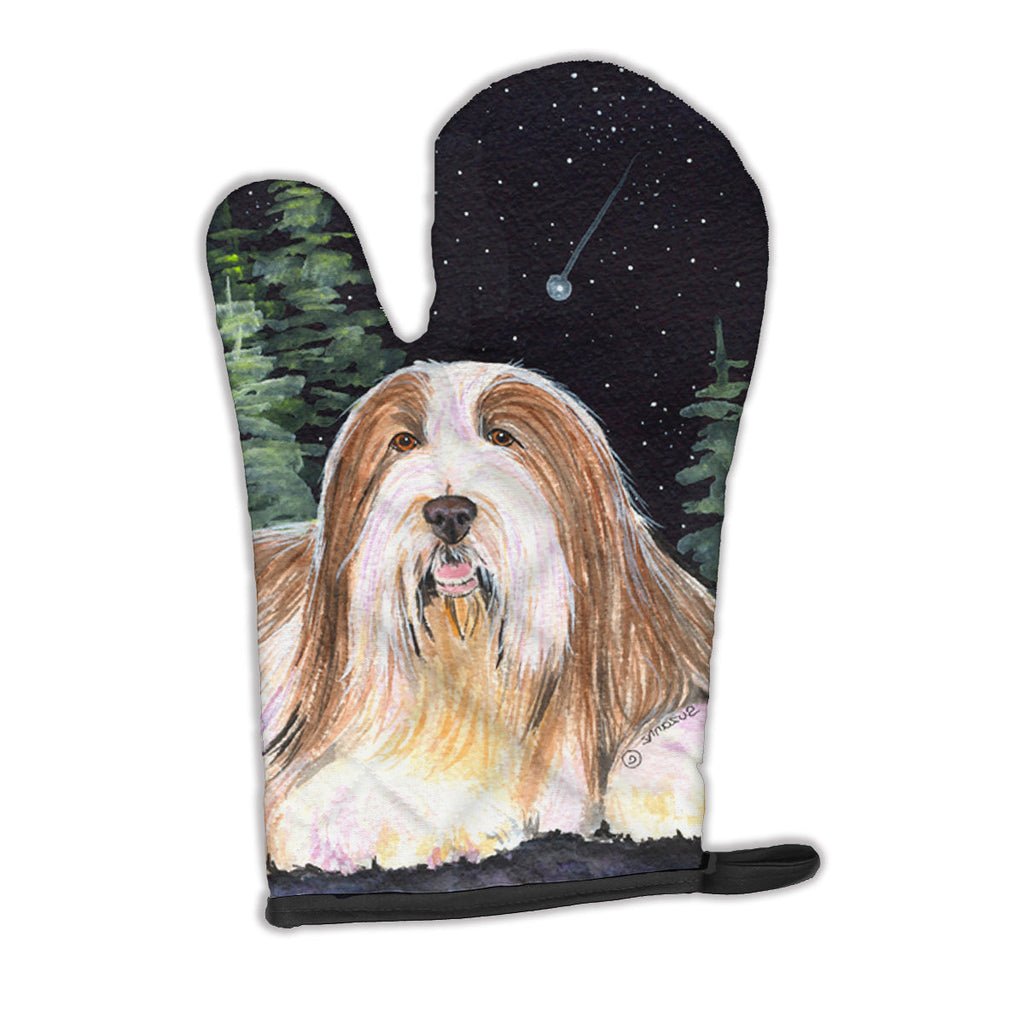 Starry Night Bearded Collie Oven Mitt Heat Resistant Thick Oven Mitt for Hot Pans and Oven, Kitchen Mitt Protect Hands, Cooking Baking Glove