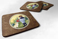 Little Boy with his Golden Retriever Foam Coasters Set of 4 Cup Coasters for Indoor Outdoor, Tabletop Protection, Anti Slip, Mouse pad Material