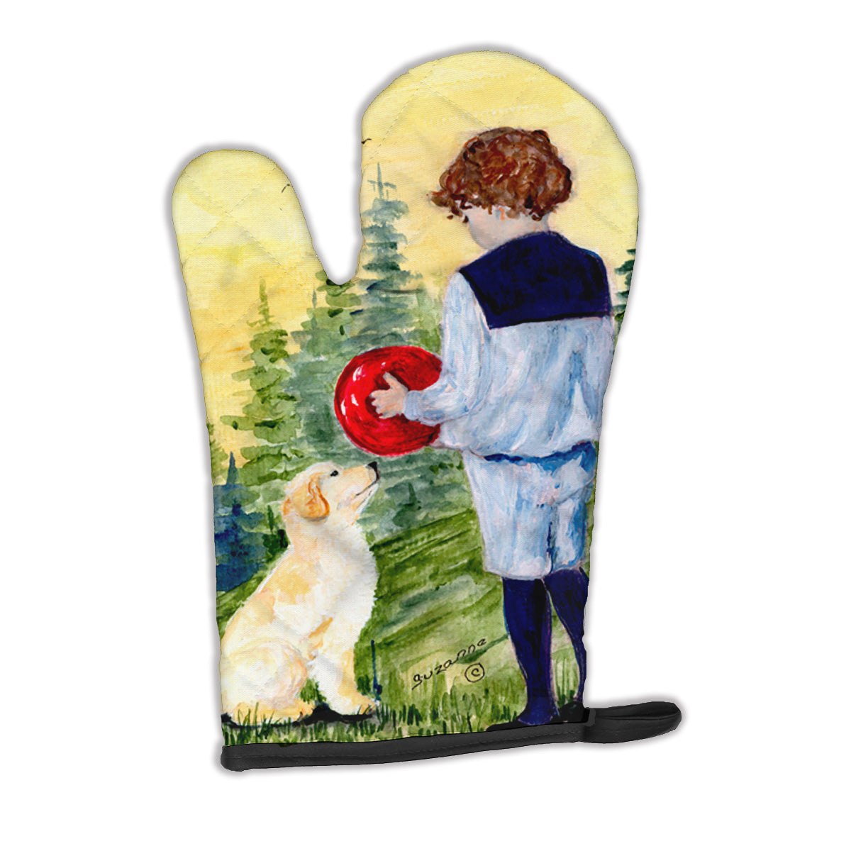 Little Boy with his Golden Retriever Oven Mitt Heat Resistant Thick Oven Mitt for Hot Pans and Oven, Kitchen Mitt Protect Hands, Cooking Baking Glove