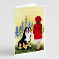 Little Girl with her Bernese Mountain Dog Greeting Cards Pack of 8 Blank Cards with Envelopes Whimsical A7 Size 5x7