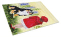 Little Girl with her Bernese Mountain Dog Cutting Board Tempered Glass Kitchen Cutting Surface, Heat Resistant Chopping, Non-Slip Feet, Food Prep & Serving