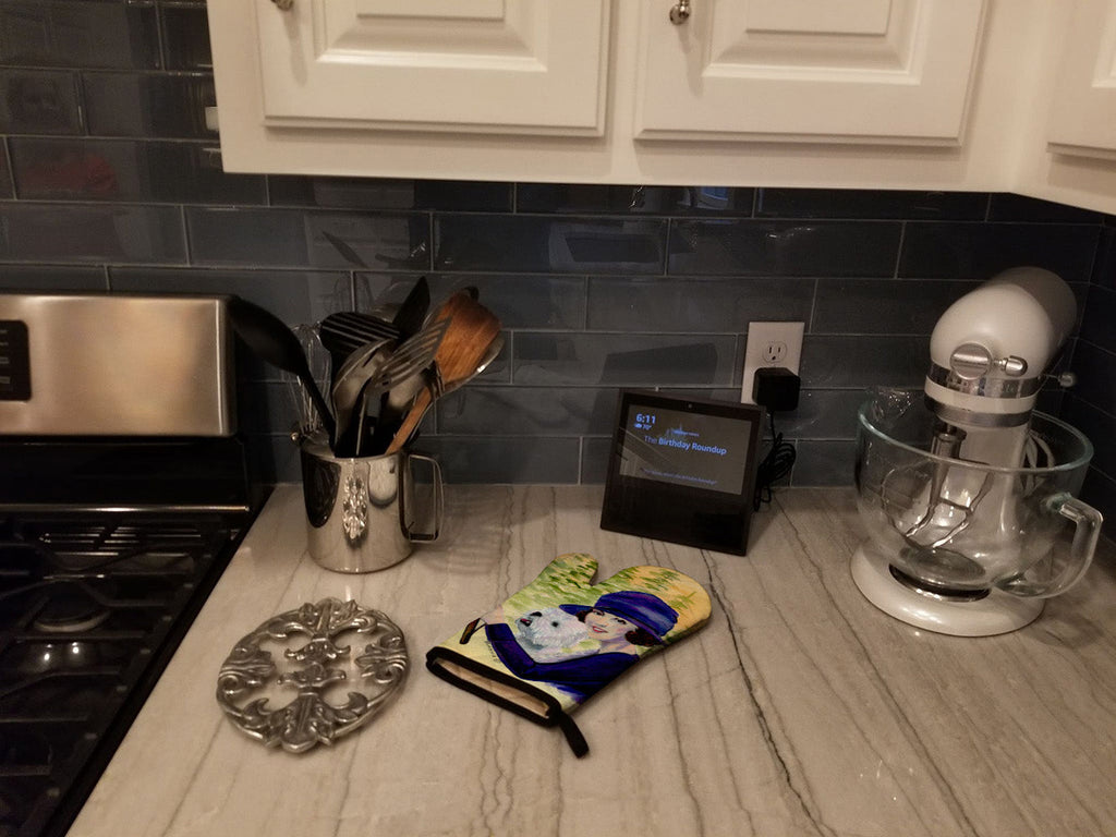 Woman driving with her Westie Oven Mitt Heat Resistant Thick Oven Mitt for Hot Pans and Oven, Kitchen Mitt Protect Hands, Cooking Baking Glove