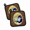Woman driving with her Westie Pot Holder Set of 2 Heat Resistant Quilted Hot Pads 7.5 x 7.5 Inch, Insulated Kitchen Trivets for Cooking & Baking