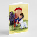 Little Girl with her Bichon Frise Greeting Cards Pack of 8 Blank Cards with Envelopes Whimsical A7 Size 5x7