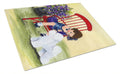 Little Girl with her Bichon Frise Cutting Board Tempered Glass Kitchen Cutting Surface, Heat Resistant Chopping, Non-Slip Feet, Food Prep & Serving