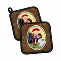 Little Girl with her Bichon Frise Pot Holder Set of 2 Heat Resistant Quilted Hot Pads 7.5 x 7.5 Inch, Insulated Kitchen Trivets for Cooking & Baking