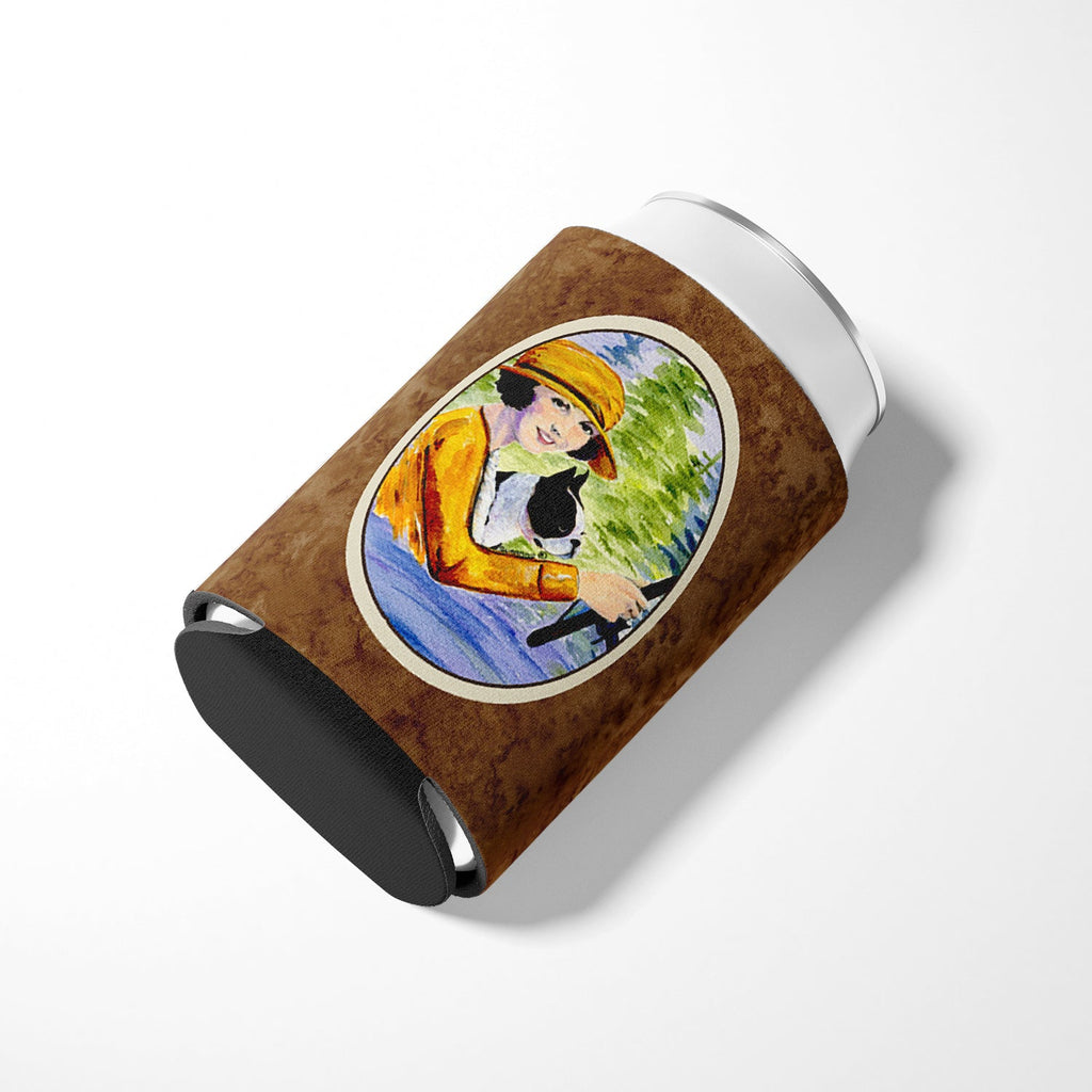 Woman driving with her Boston Terrier Can or Bottle Hugger Cooler Sleeve for Standard 12 oz Cans, Insulated Foam Beer & Soda Can Hugger Reusable
