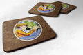 Woman driving with her Boston Terrier Foam Coasters Set of 4 Cup Coasters for Indoor Outdoor, Tabletop Protection, Anti Slip, Mouse pad Material