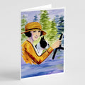Woman driving with her Boston Terrier Greeting Cards Pack of 8 Blank Cards with Envelopes Whimsical A7 Size 5x7