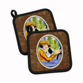 Woman driving with her Boston Terrier Pot Holder Set of 2 Heat Resistant Quilted Hot Pads 7.5 x 7.5 Inch, Insulated Kitchen Trivets for Cooking & Baking
