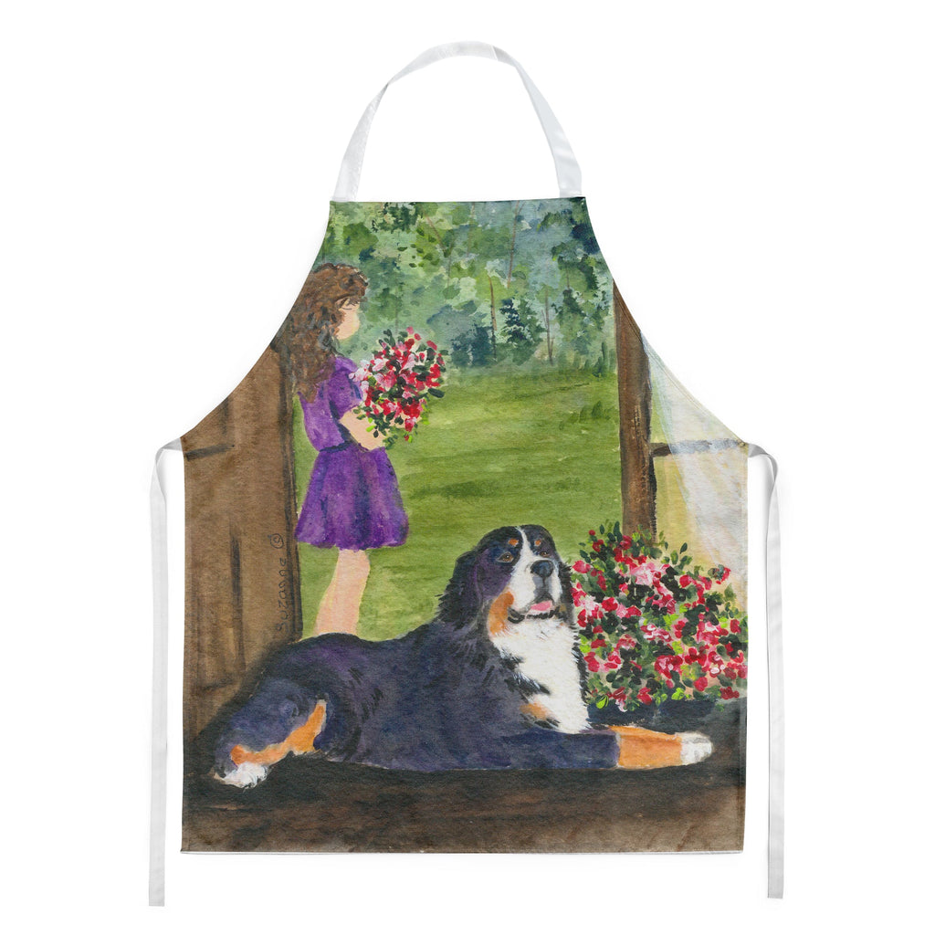 Little Girl with her Bernese Mountain Dog Apron Cooking Kitchen Server Baking Crafts Gardening for Adult Women Men, Unisex, Large, Multicolor