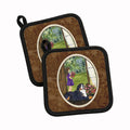 Little Girl with her Bernese Mountain Dog Pot Holder Set of 2 Heat Resistant Quilted Hot Pads 7.5 x 7.5 Inch, Insulated Kitchen Trivets for Cooking & Baking