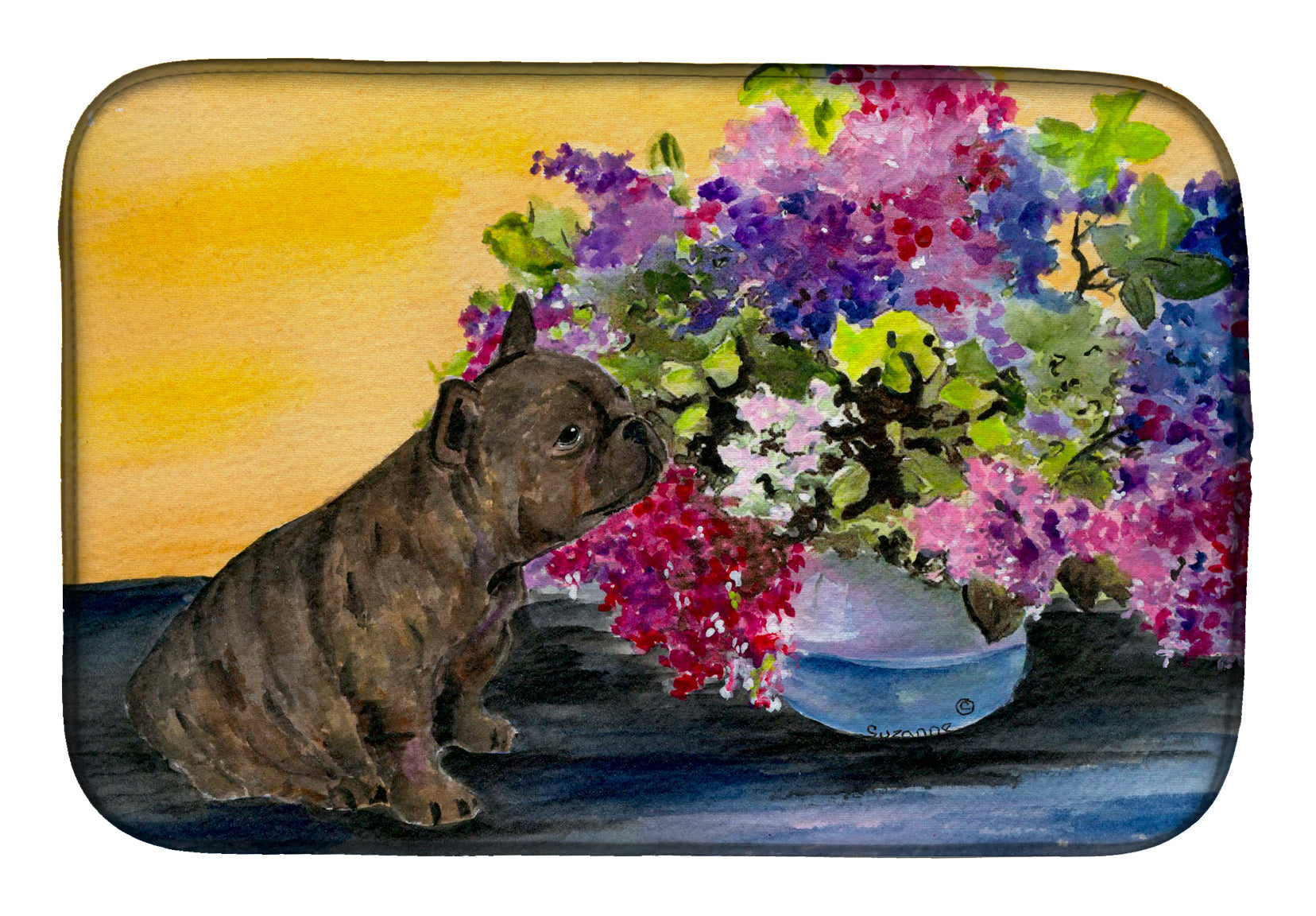 French Bulldog Dish Drying Mat Absorbent Dish Drying Mat Pad for Kitchen Counter Dish Drainer Mat for Countertop, 14 x 21", Multicolor