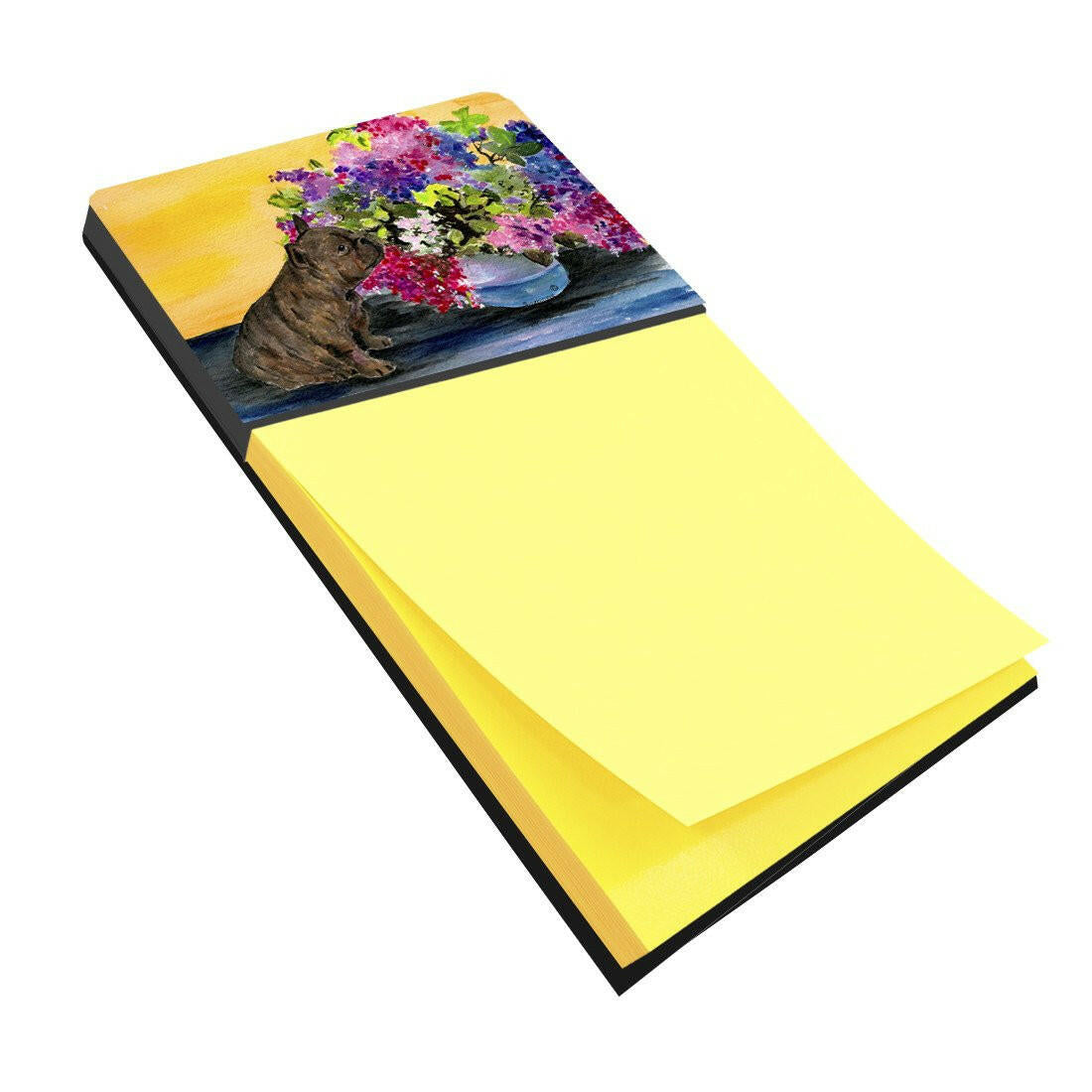 French Bulldog Watercolor Sticky Note Holder Refillable Dispenser Desk Accessory 3x3 Pad Gift