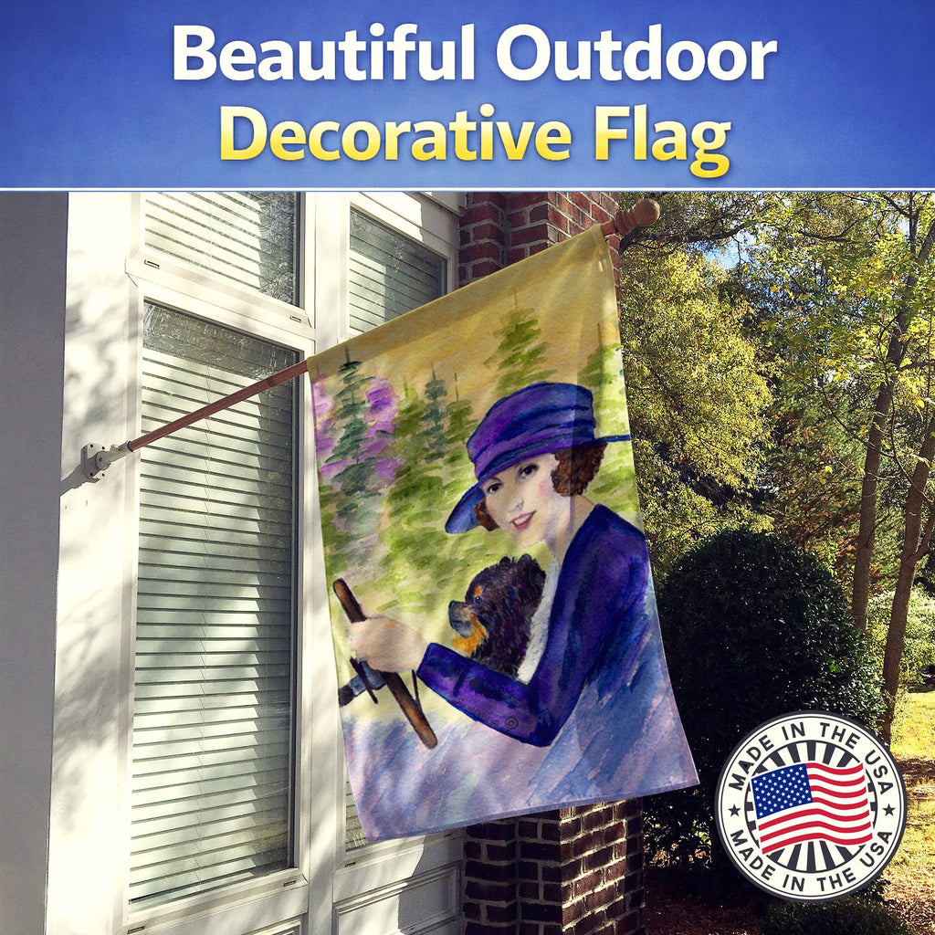 Lady driving with her Pomeranian House Flag 28x40 Porch Sleeve Pole Decorative Outside Yard Banner Artwork Wall Hanging, Polyester