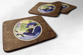 Lady driving with her Pomeranian Foam Coasters Set of 4 Cup Coasters for Indoor Outdoor, Tabletop Protection, Anti Slip, Mouse pad Material