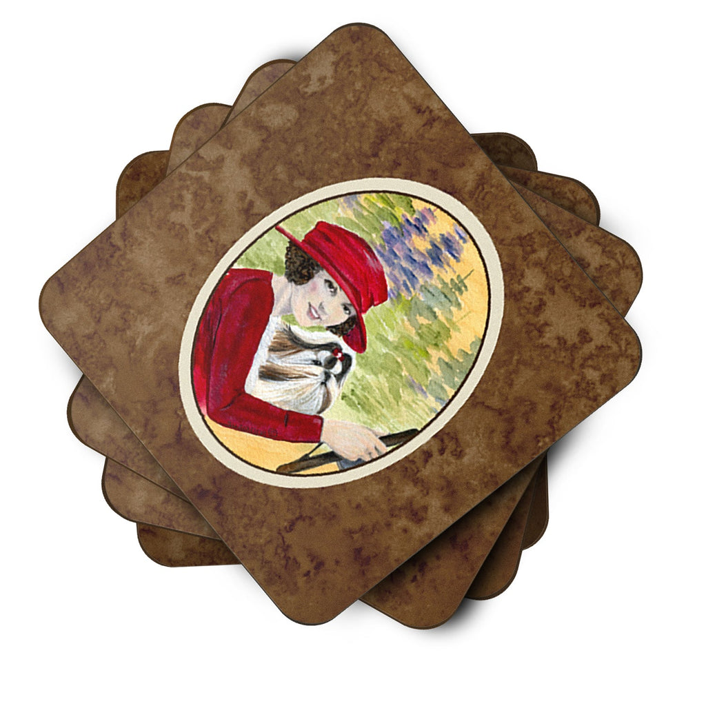 Lady driving with her Shih Tzu Foam Coasters Set of 4 Cup Coasters for Indoor Outdoor, Tabletop Protection, Anti Slip, Mouse pad Material