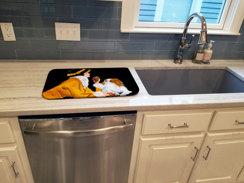 Lady with her Japanese Chin Dish Drying Mat Absorbent Dish Drying Mat Pad for Kitchen Counter Dish Drainer Mat for Countertop, 14 x 21", Multicolor