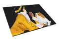 Lady with her Japanese Chin Cutting Board Tempered Glass Kitchen Cutting Surface, Heat Resistant Chopping, Non-Slip Feet, Food Prep & Serving