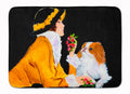 Lady with her Japanese Chin Memory Foam Kitchen Mat Machine Washable Anti-Fatigue Cushion Comfort Bath or Kitchen Rug