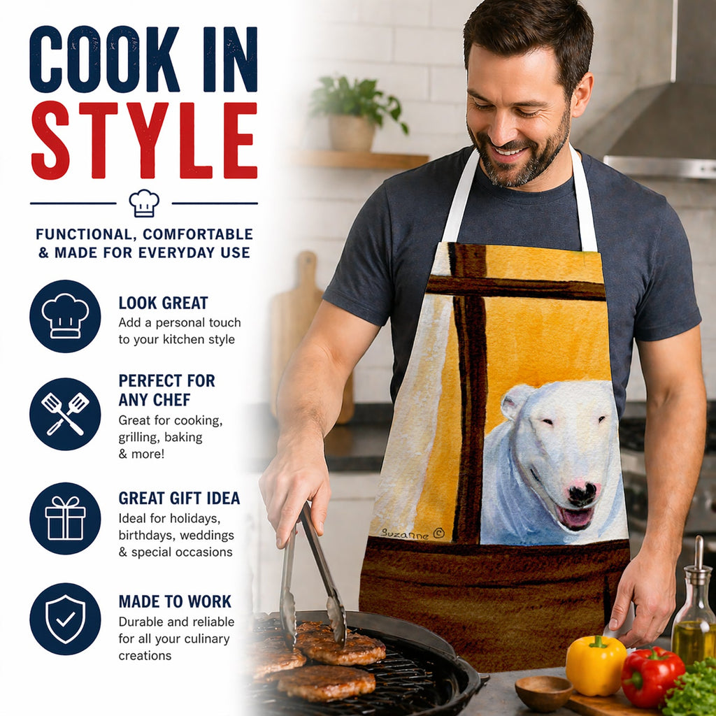 Bull Terrier Apron Cooking Kitchen Server Baking Crafts Gardening for Adult Women Men, Unisex, Large, Multicolor