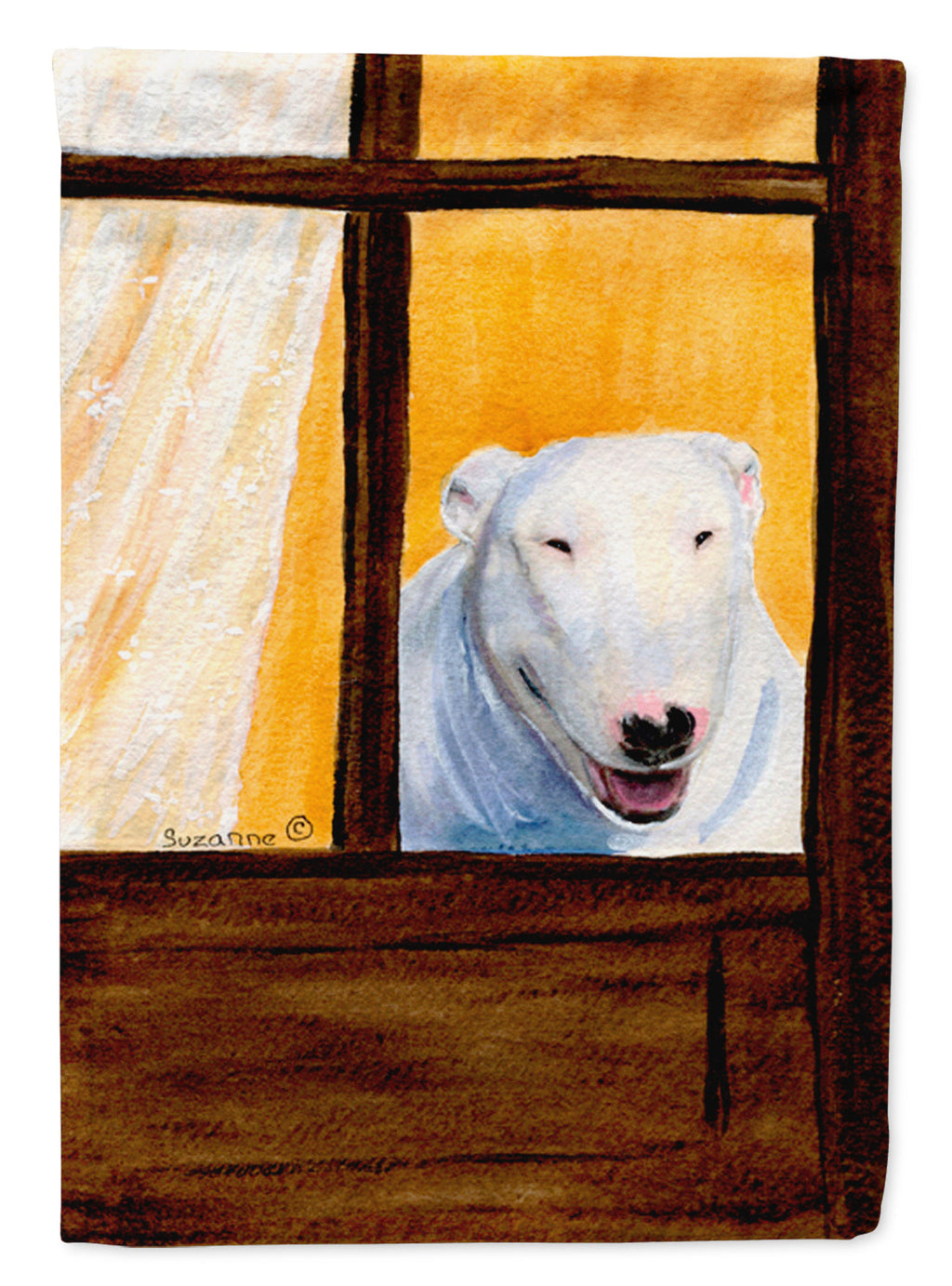 Bull Terrier House Flag 28x40 Porch Sleeve Pole Decorative Outside Yard Banner Artwork Wall Hanging, Polyester