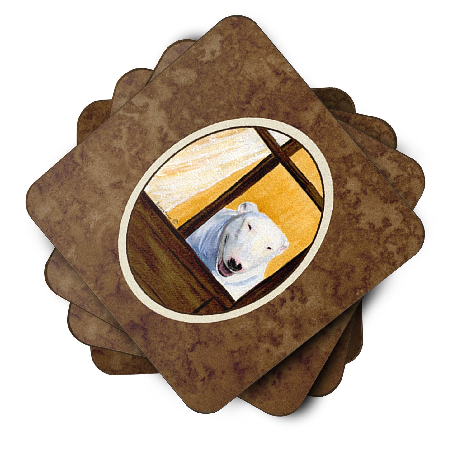 Bull Terrier Foam Coasters Set of 4 Cup Coasters for Indoor Outdoor, Tabletop Protection, Anti Slip, Mouse pad Material