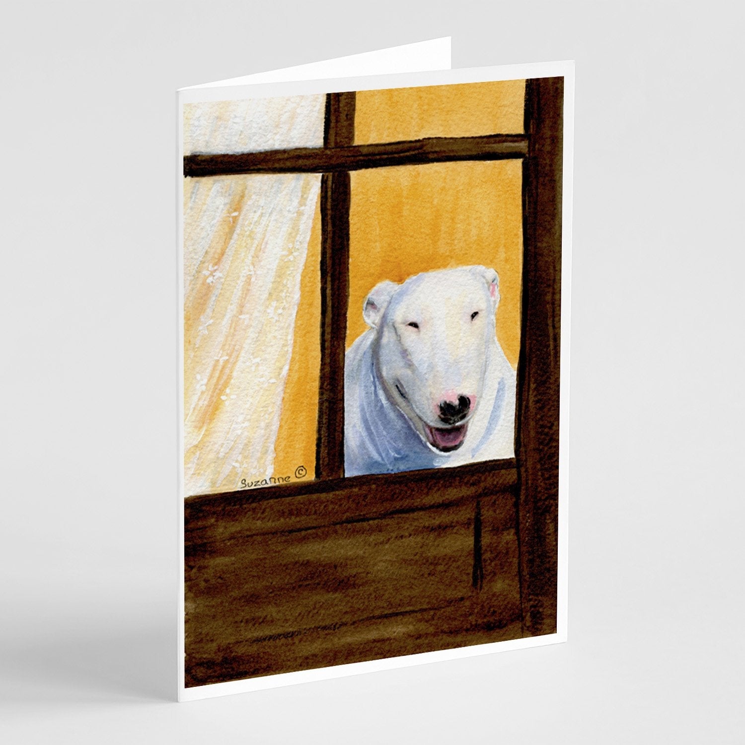 Bull Terrier Greeting Cards Pack of 8 Blank Cards with Envelopes Whimsical A7 Size 5x7
