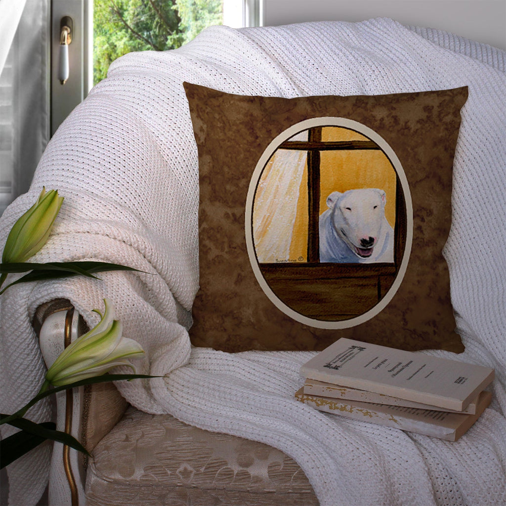 Bull Terrier Decorative Throw Pillow 14x14 Indoor Outdoor Accent Cushion, Fabric Cover with Insert for Sofa, Bed, Porch & Living Room