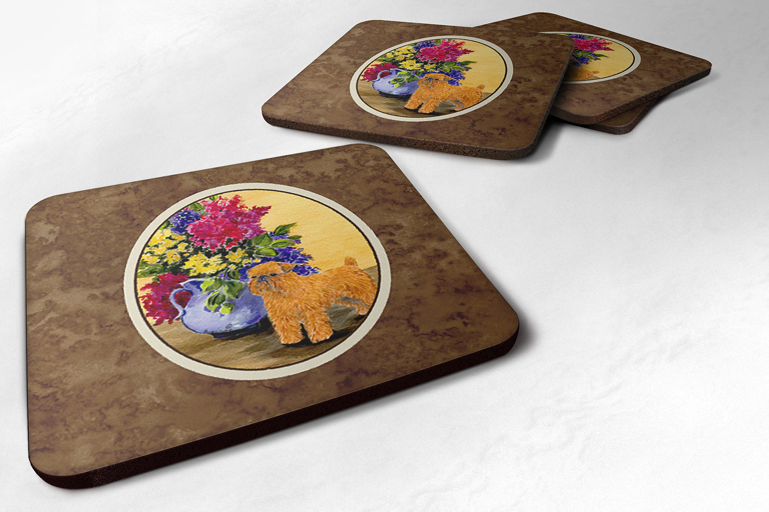 Brussels Griffon Foam Coasters Set of 4 Cup Coasters for Indoor Outdoor, Tabletop Protection, Anti Slip, Mouse pad Material