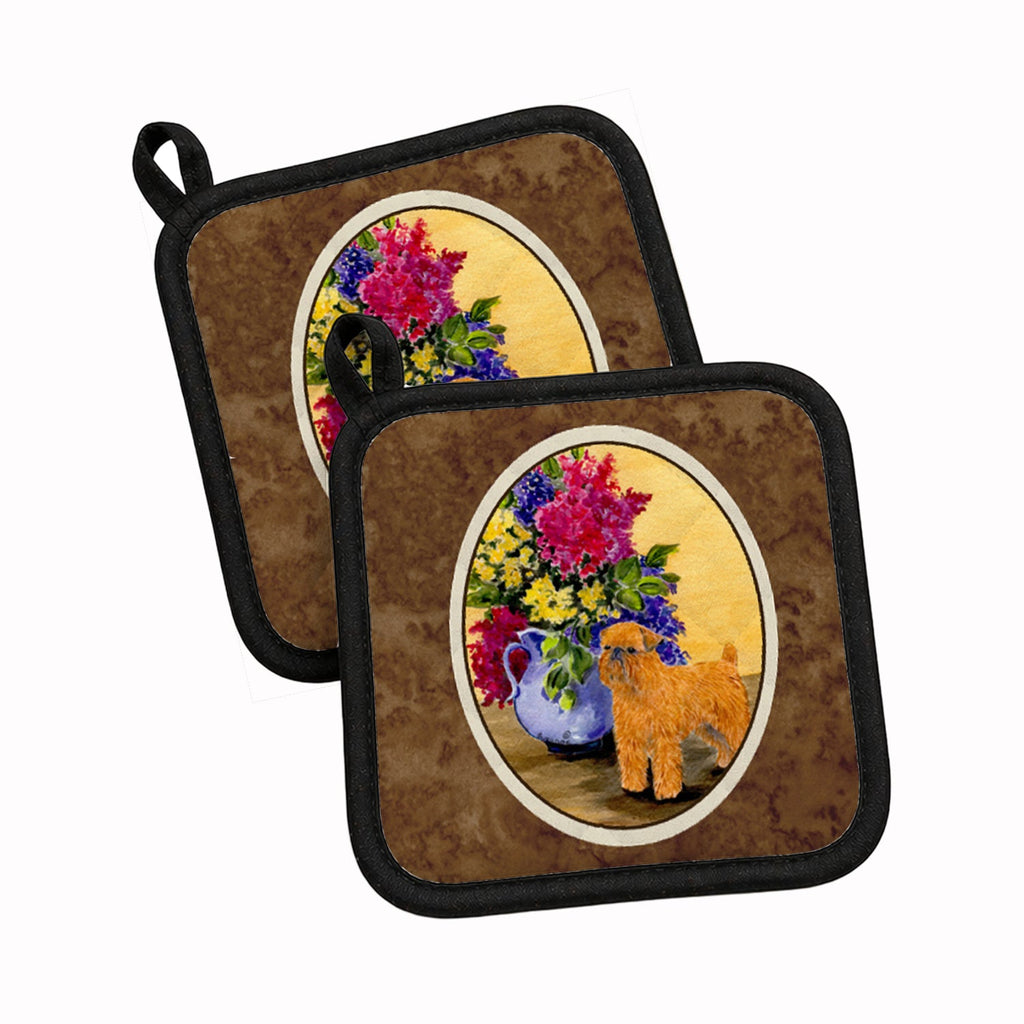 Brussels Griffon Pot Holder Set of 2 Heat Resistant Quilted Hot Pads 7.5 x 7.5 Inch, Insulated Kitchen Trivets for Cooking & Baking