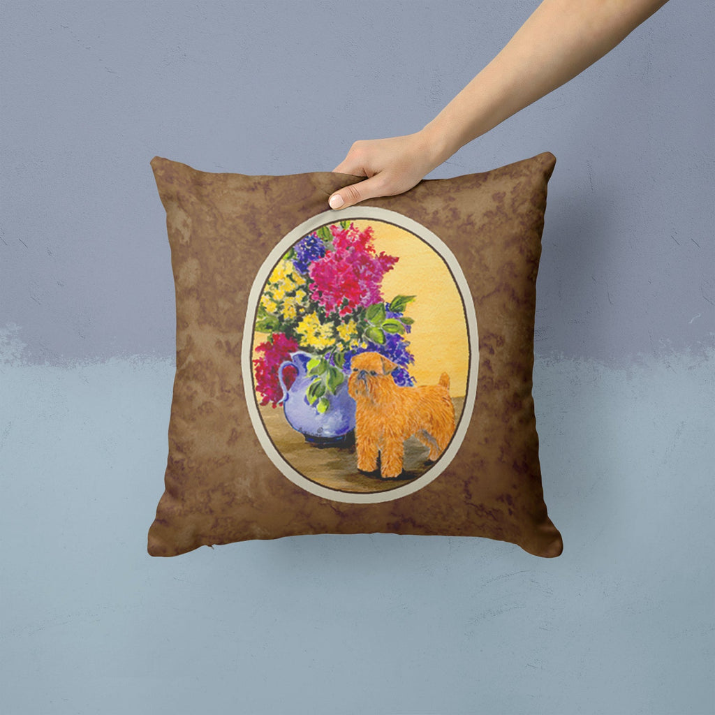 Brussels Griffon Decorative Throw Pillow 14x14 Indoor Outdoor Accent Cushion, Fabric Cover with Insert for Sofa, Bed, Porch & Living Room