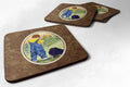Little Boy with his  Pomeranian Foam Coasters Set of 4 Cup Coasters for Indoor Outdoor, Tabletop Protection, Anti Slip, Mouse pad Material