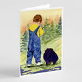 Little Boy with his  Pomeranian Greeting Cards Pack of 8 Blank Cards with Envelopes Whimsical A7 Size 5x7