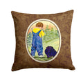 Little Boy with his  Pomeranian Decorative Throw Pillow 14x14 Indoor Outdoor Accent Cushion, Fabric Cover with Insert for Sofa, Bed, Porch & Living Room