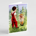 Little Boy with his  Golden Retriever Greeting Cards Pack of 8 Blank Cards with Envelopes Whimsical A7 Size 5x7
