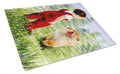 Little Boy with his  Golden Retriever Cutting Board Tempered Glass Kitchen Cutting Surface, Heat Resistant Chopping, Non-Slip Feet, Food Prep & Serving