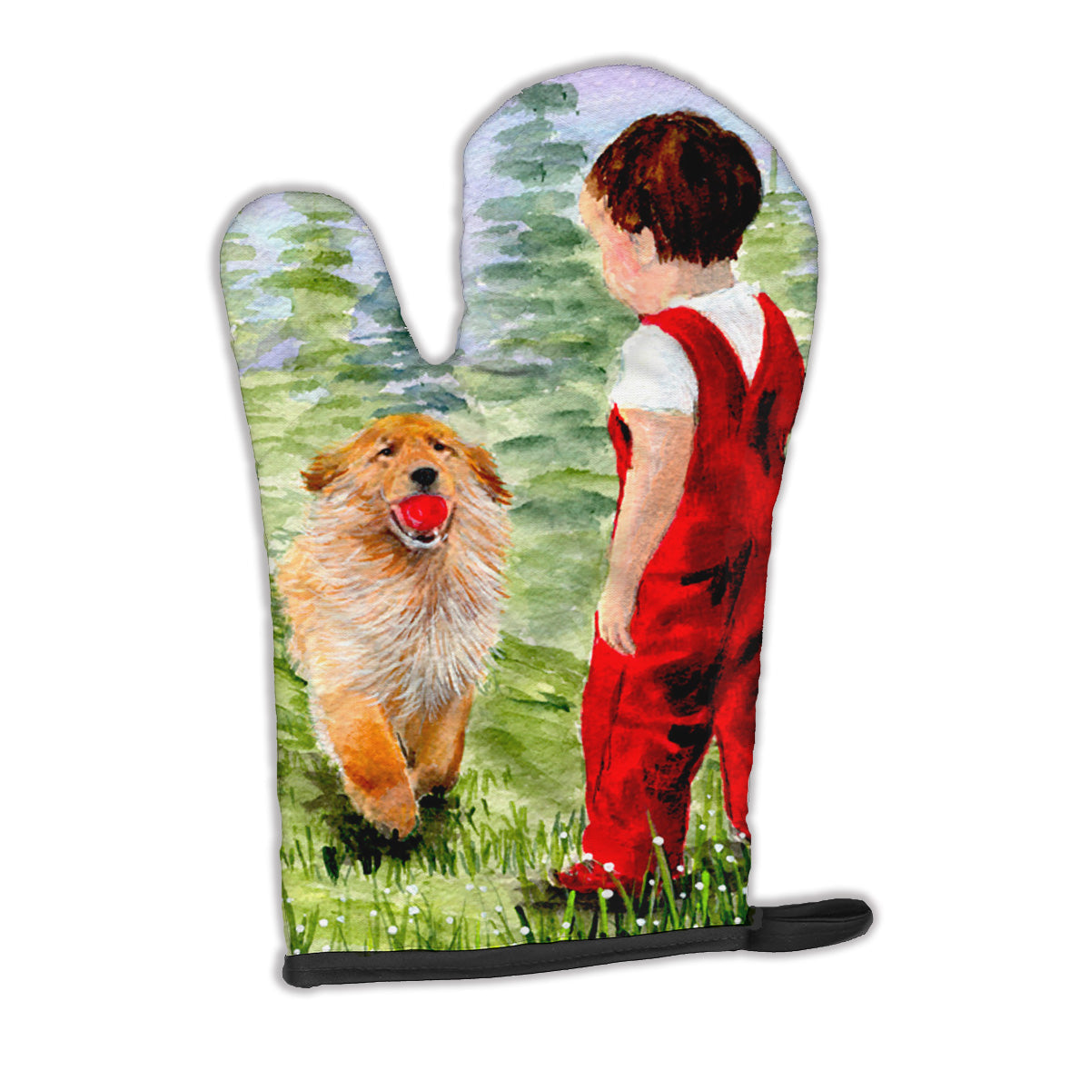 Little Boy with his  Golden Retriever Oven Mitt Heat Resistant Thick Oven Mitt for Hot Pans and Oven, Kitchen Mitt Protect Hands, Cooking Baking Glove