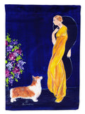 Lady with her Corgi House Flag 28x40 Porch Sleeve Pole Decorative Outside Yard Banner Artwork Wall Hanging, Polyester