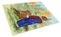 Little boy with his Chesapeake Bay Retriever Cutting Board Tempered Glass Kitchen Cutting Surface, Heat Resistant Chopping, Non-Slip Feet, Food Prep & Serving