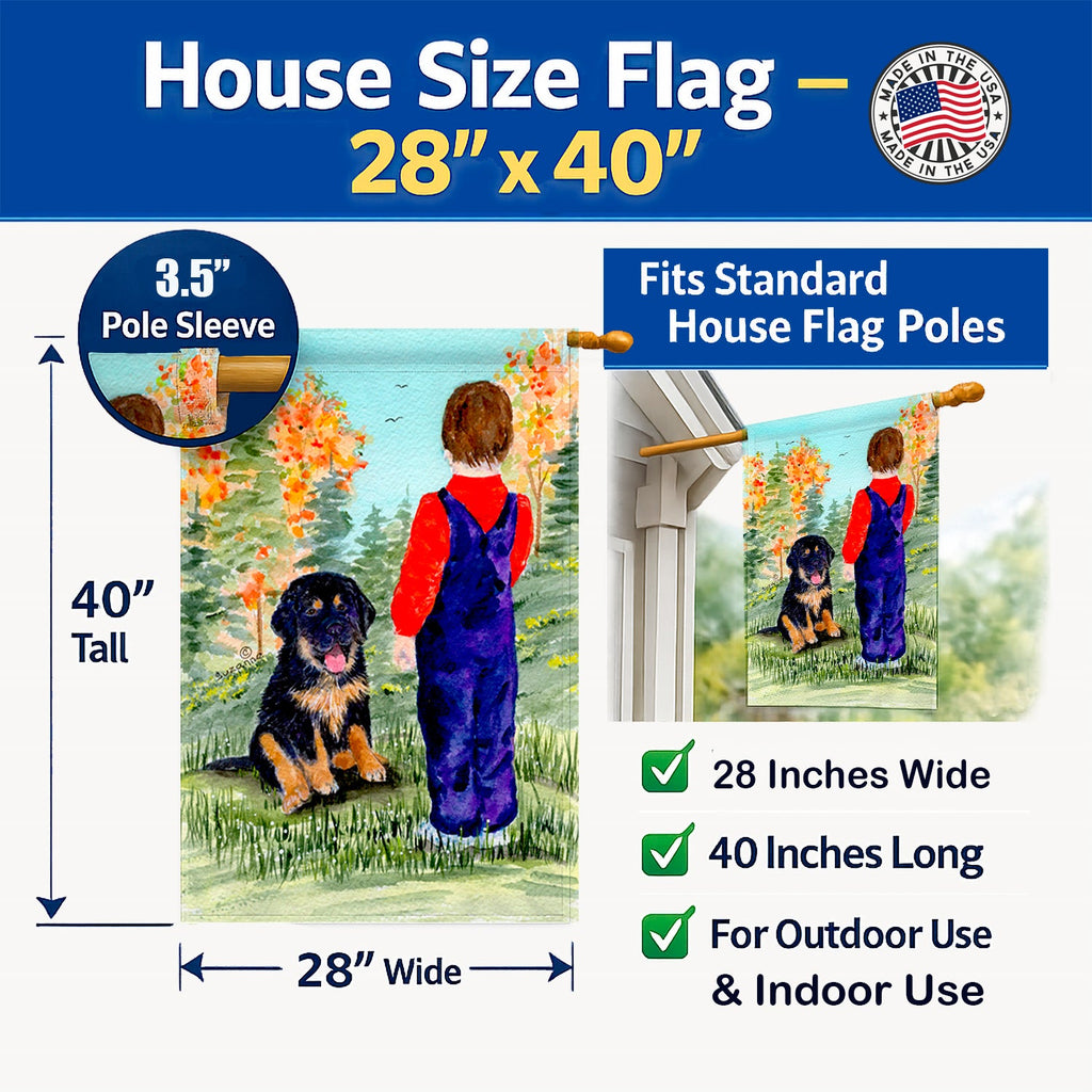 Tibetan Mastiff House Flag 28x40 Porch Sleeve Pole Decorative Outside Yard Banner Artwork Wall Hanging, Polyester