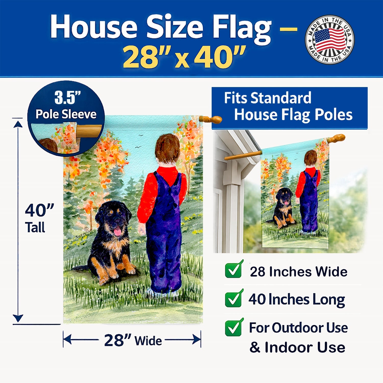 Tibetan Mastiff House Flag 28x40 Porch Sleeve Pole Decorative Outside Yard Banner Artwork Wall Hanging, Polyester